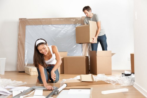 Commercial movers handling office equipment in Surrey storage facility