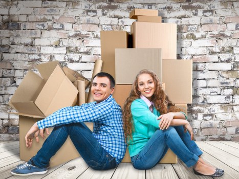 Man and Van truck loaded with storage boxes in Surrey